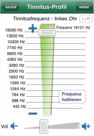 Einstellung des Tinnitustones: